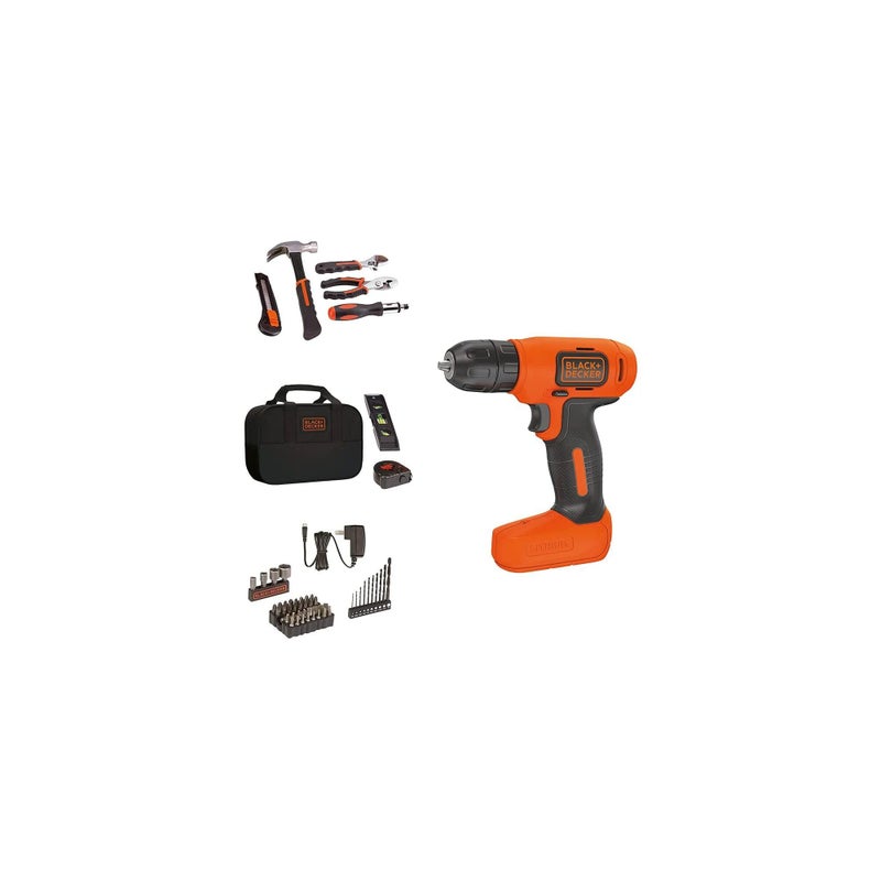 BLACK+DECKER 8V MAX 57-Piece Cordless Drill and Household Tool Kit for Home with Tool Storage Bag (BDCD8PK) - Image 1